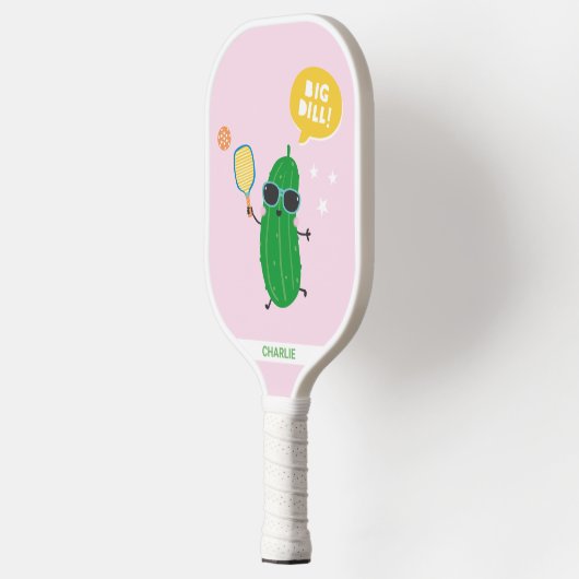 Cute Pickles playing Pickleball Pink Pickleball Paddle (Links)