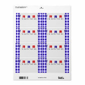 Cute Picnic Gingham Bride's Family Name Tag Etiket (Full Sheet)