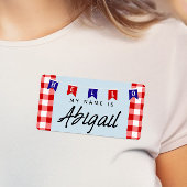 Cute Picnic Gingham "Hallo mijn naam is" Sticker