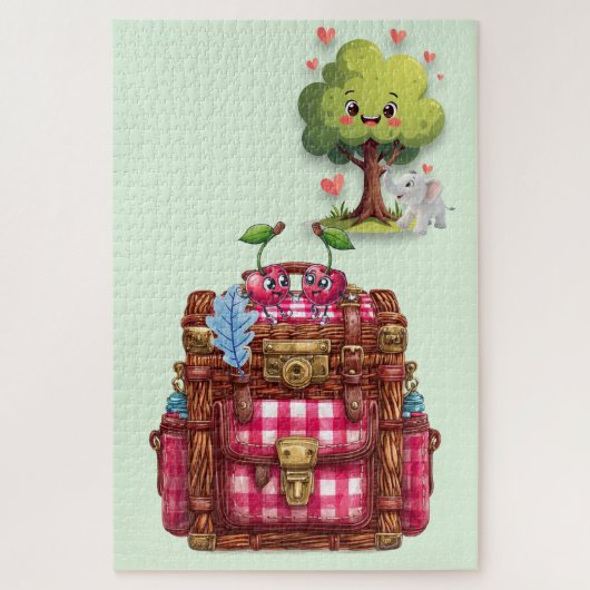 Cute Picnic Love Tree Elephant Puzzles Legpuzzel (Verticaal)