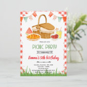 Cute picnic party theme invitation kaart (Staand voorkant)