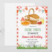 Cute picnic party theme invitation kaart (Voorkant / Achterkant)
