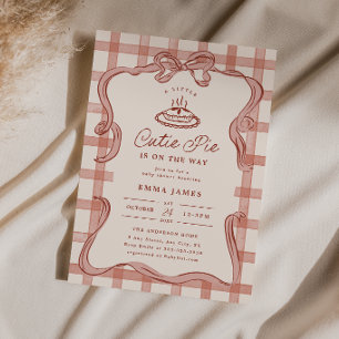 Cute Pie Baby Shower Uitnodiging Herfst Gingham