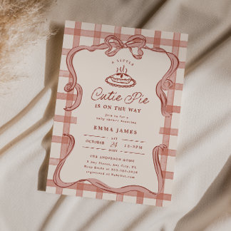 Cute Pie Baby Shower Uitnodiging Herfst Gingham