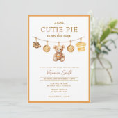 Cute Pie Beer Jongens Baby Shower Uitnodiging (Staand voorkant)
