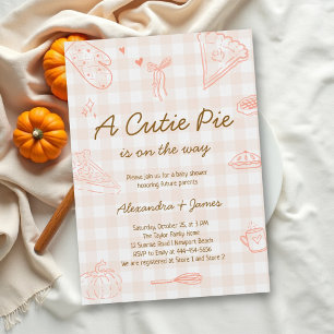 Cute Pie Gingham Coed Herfst Bakken Baby Shower Kaart