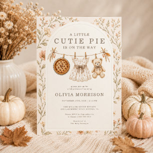 Cute Pie Herfst Bloemen Meisje Baby Shower Kaart