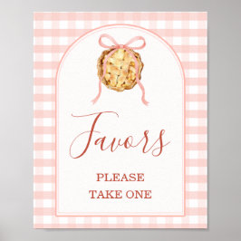Cute Pie Pastel Roze Gingham Baby Shower Favoren Poster