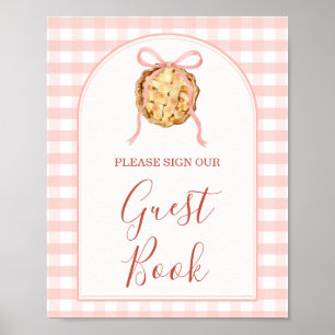 Cute Pie Pastel Roze Strik Dasjes Herfst Gastboek Poster