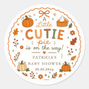 Cute Pie Pompoen Geslacht Onbekende Baby Shower Ronde Sticker