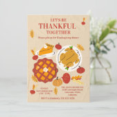Cute Pie Pumpkin Thanksgiving Dinner Kaart (Staand voorkant)