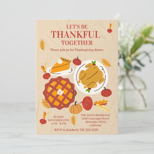 Cute Pie Pumpkin Thanksgiving Dinner Kaart (Staand voorkant)