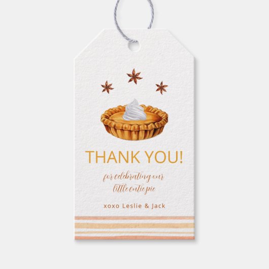 Cute Pie Thanksgiving Baby Shower Bedanktag Cadeaulabel (Voorkant)