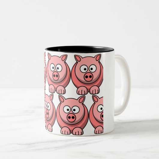Cute Pig aanpassen Tweekleurige Koffiemok (Voorkant rechts)