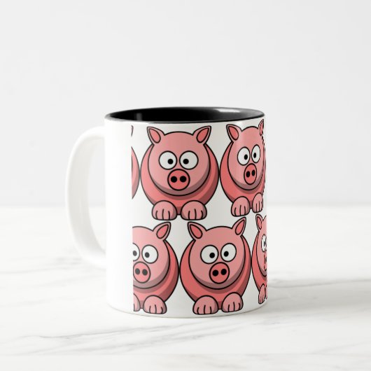 Cute Pig aanpassen Tweekleurige Koffiemok (Voorkant links)