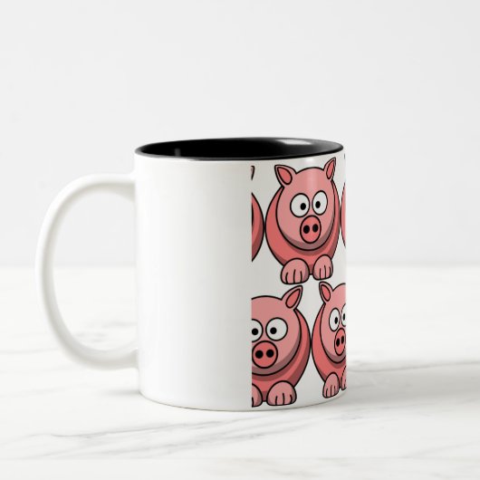 Cute Pig aanpassen Tweekleurige Koffiemok (Links)