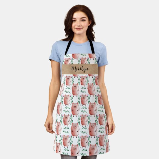 Cute Pig Apron –Farm Animal Kitchen & Baking Apron Schort (Gedragen)