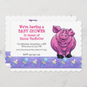 Cute Pig Baby shower Kaart (Voorkant / Achterkant)