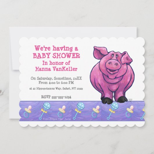 Cute Pig Baby shower Kaart (Voorkant)