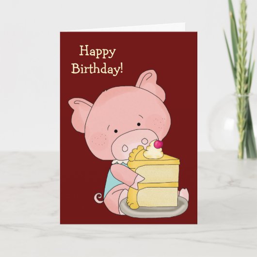 Cute Pig Birthday Card Kaart (Voorkant)