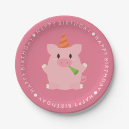 Cute Pig Birthday Party Papieren Bordje