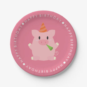 Cute Pig Birthday Party Papieren Bordje