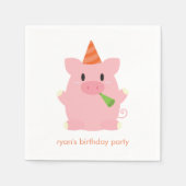 Cute Pig Birthday Party Servetten (Voorkant)