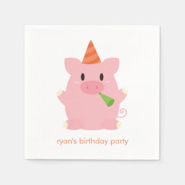 Cute Pig Birthday Party Servetten