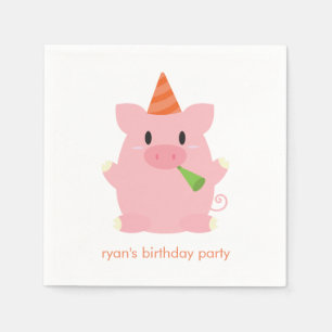 Cute Pig Birthday Party Servetten