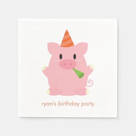 Cute Pig Birthday Party Servetten (Voorkant)