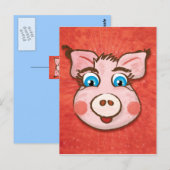 Cute Pig briefkaart (Voorkant / Achterkant)