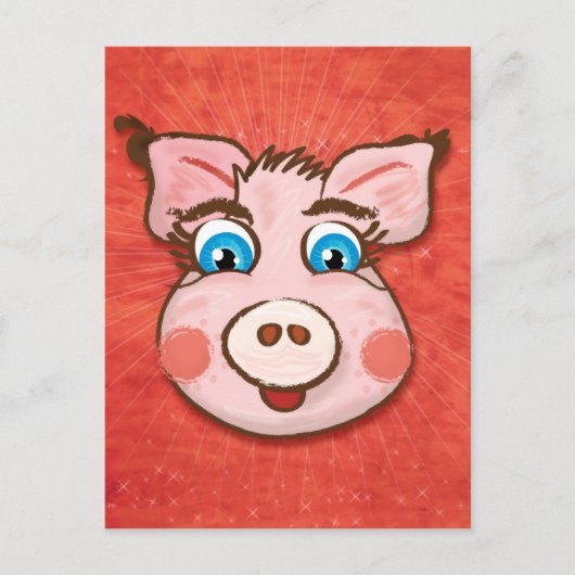 Cute Pig briefkaart (Voorkant)