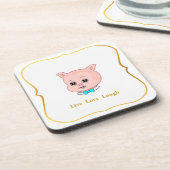 Cute Pig-Cartoon en kalligrafie op wit Bier Onderzetter (Linkerzijde)