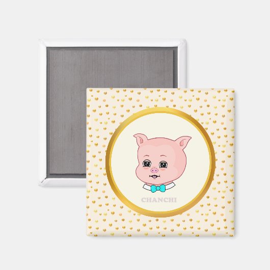 Cute Pig Cartoon Magneet (Voorkant / Achterkant)
