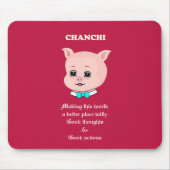 Cute Pig-Cartoon op Bourgogne Muismat (Voorkant)