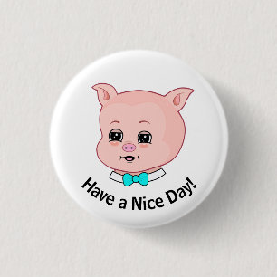 Cute Pig Cartoon Ronde Button 3,2 Cm