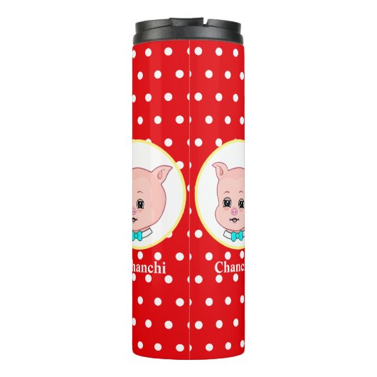Cute Pig Cartoon Thermosbeker (Achterkant)
