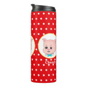 Cute Pig Cartoon Thermosbeker (Geroteerd rechts)