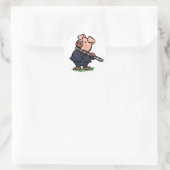 Cute Pig-cartoon voor afspeelflute | Achterkleur k Ronde Sticker (Tas)