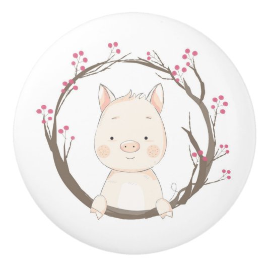 Cute Pig Ceramic Knob Keramische Knop (Voorkant)