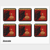 Cute Pig Chinese Year Zodiac Birthday Square Stick Vierkante Sticker (Vel)