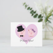 Cute Pig Couple Briefkaart (Staand voorkant)