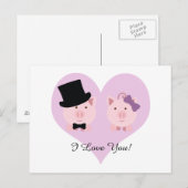 Cute Pig Couple Briefkaart (Voorkant / Achterkant)