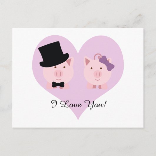 Cute Pig Couple Briefkaart (Voorkant)