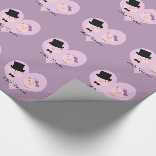 Cute Pig Couple Cadeaupapier (Hoek)