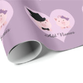 Cute Pig Couple Cadeaupapier (Rol Hoek)