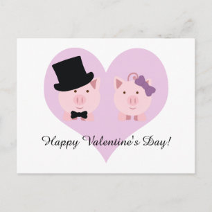 Cute Pig Couple Happy Valentiine's Day Feestdagenkaart