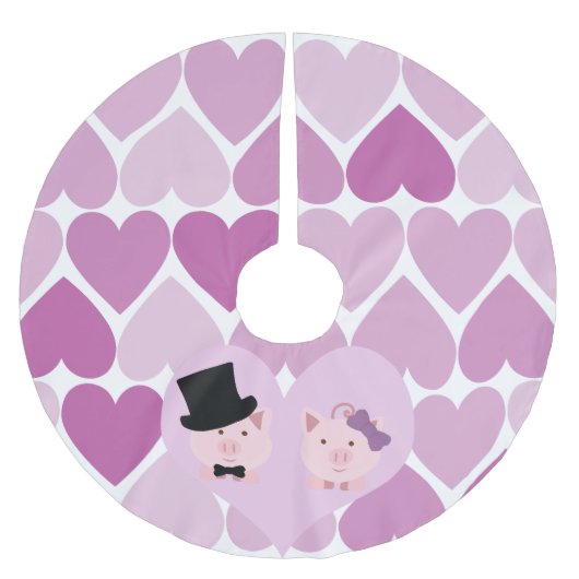 Cute Pig Couple Kerstboom Rok (Voorkant)
