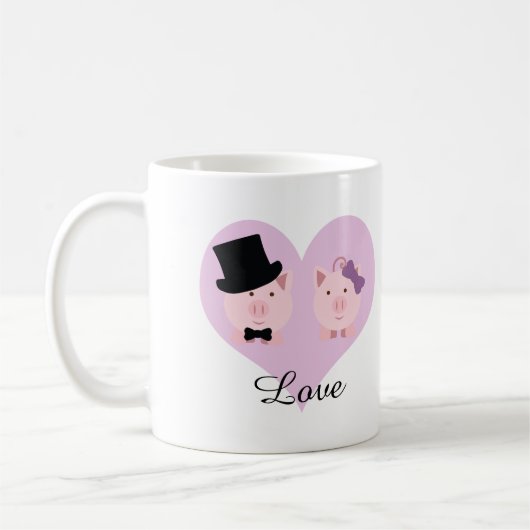 Cute Pig Couple Koffiemok (Links)