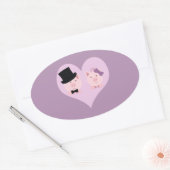 Cute Pig Couple Ovale Sticker (Envelop)